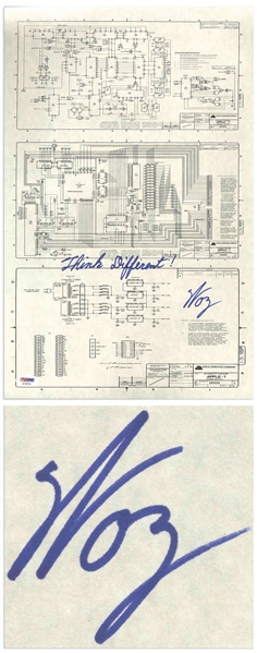 Steve Wozniak Signed Apple-1 Schematic With the Exhortation to ''Think Different!'' -- With PSA/DNA COA